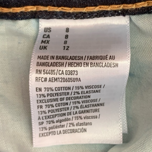 American Eagle MIDI Shorts Womens 8 Blue Dark Wash Super Stretch New - Picture 4 of 6